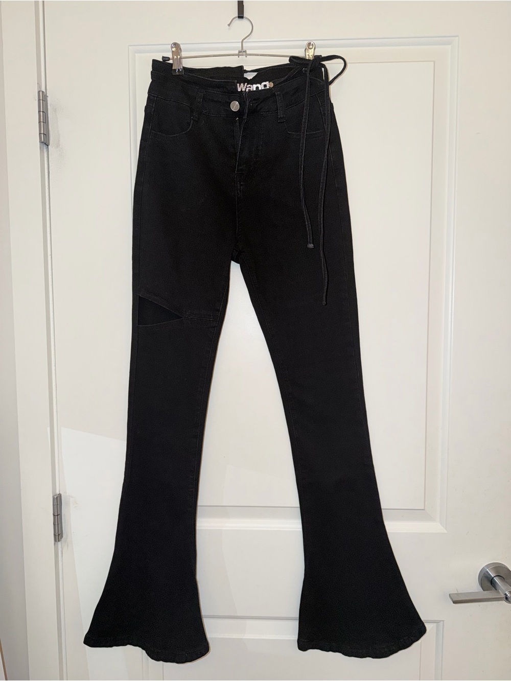 Y2K Alexander Wang Style Cutout Flare Jeans Black Denim